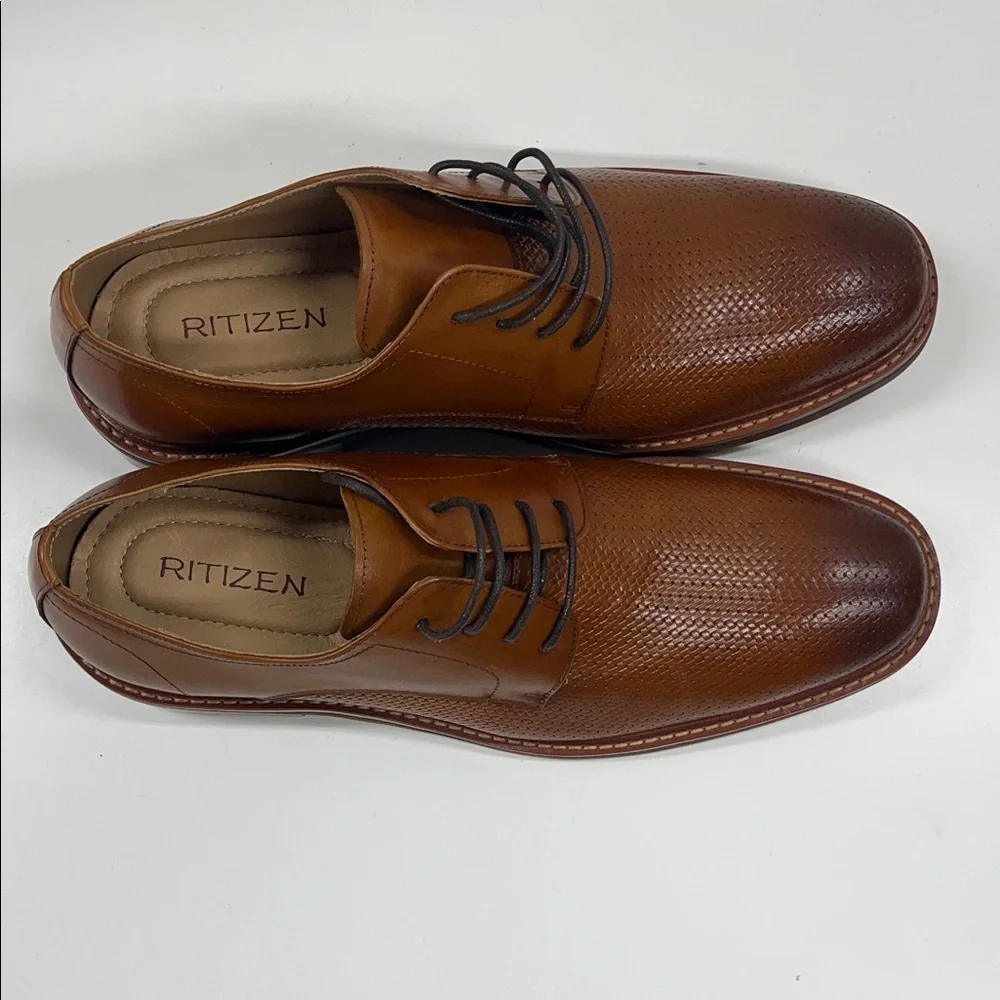 New RITZIZEN Men's Oxford Leather Dress Shoes in Brown Size 9.5